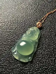 缅甸翡翠冰种站佛18k金扣