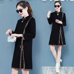 实拍裙子女旗袍式连衣裙中国风民族红色过年衣服女装打底a字裙