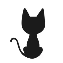 麻烦帮我找张图片尾巴是这样翘上去的猫背影,但是背景是白色的,背影是黑色的,漫画的也可以,谢谢