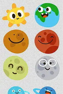 卡通可爱太阳九大行星表情png免扣素材图片模板下载2.79mb表情符大全标志丨符号