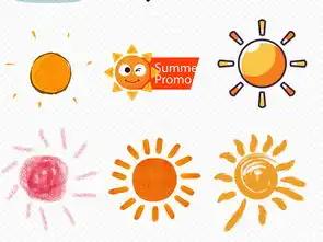 卡通手绘线条可爱太阳表情笑脸海报素材背景图片png